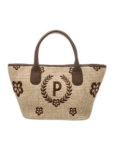 Pre-owned Pollini Straw Tote In Neutral