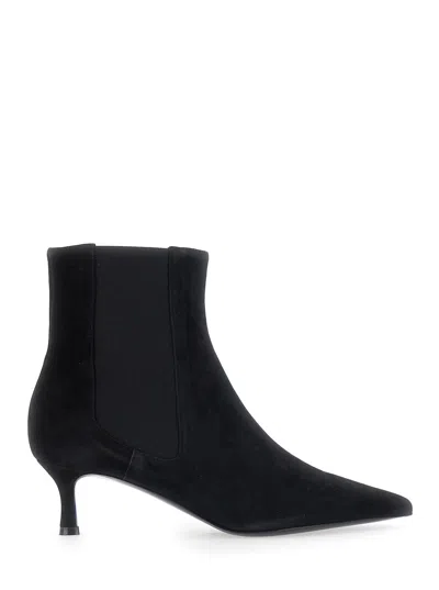 Pollini Suede Ankle Boot In Black