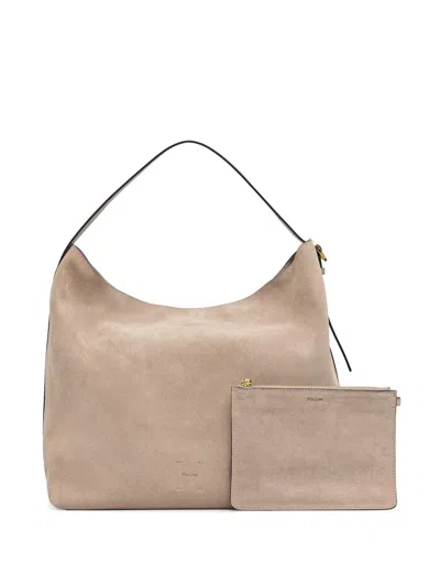 Pollini Suede Detachable-pouch Tote Bag In Brown