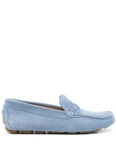 Pollini Suede Loafers In Blue
