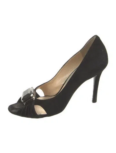 Pre-owned Pollini Suede Pumps In Black