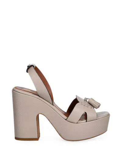 Pollini Tassel-detail Heeled Sandals In Gray