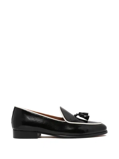 Pollini Tassel-detail Piped-trim Loafers In Black