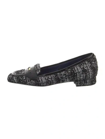 Pre-owned Pollini Tweed Tweed Pattern Loafers In Black