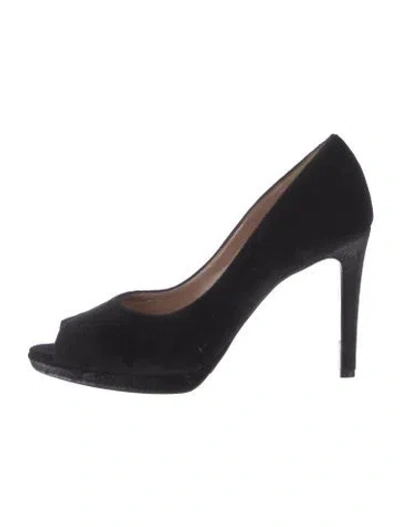 Pre-owned Pollini Velvet Pumps In Black
