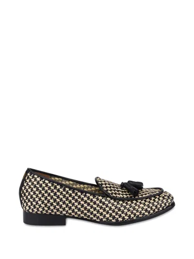 Pollini Viktoria Belgian Patterned Tassel Loafers In Black