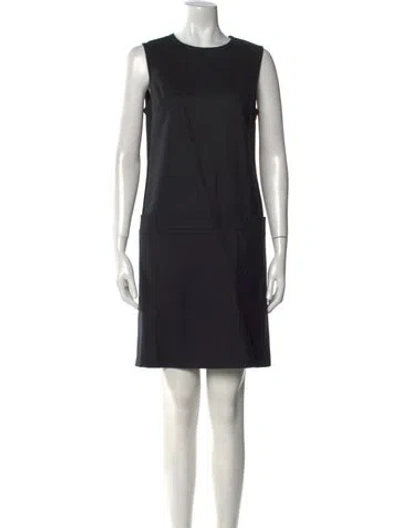 Pre-owned Pollini Virgin Wool Mini Dress In Black
