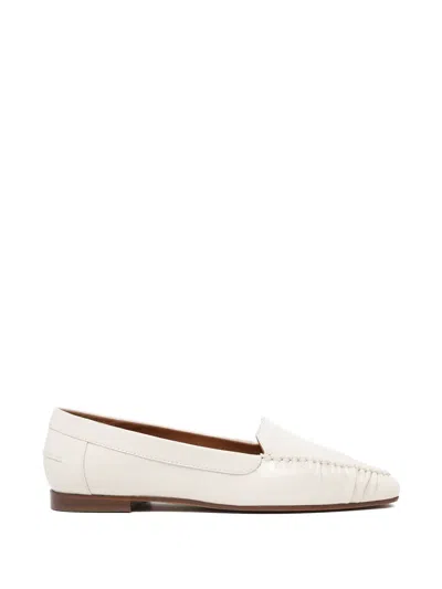 Pollini Whipstitch-trim Loafers In White