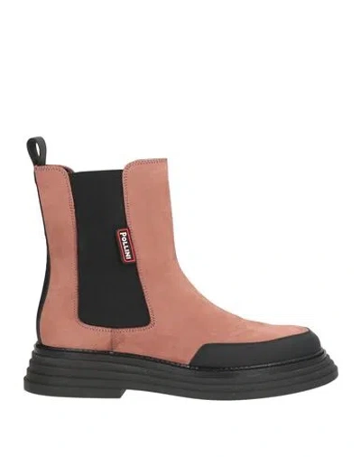 Pollini Woman Ankle Boots Antique Rose Size 8 Leather In Pink