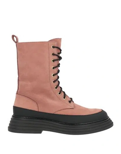 Pollini Woman Ankle Boots Antique Rose Size 9 Leather In Pink