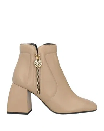 Pollini Woman Ankle Boots Beige Size 7 Leather In Brown