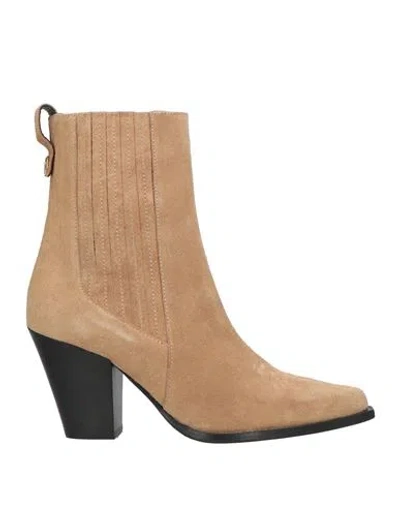 Pollini Woman Ankle Boots Beige Size 8 Leather