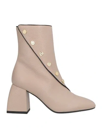 Pollini Woman Ankle Boots Beige Size 8 Leather In Neutral