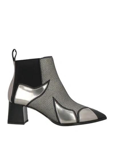 Pollini Woman Ankle Boots Black Size 10 Leather, Textile Fibers