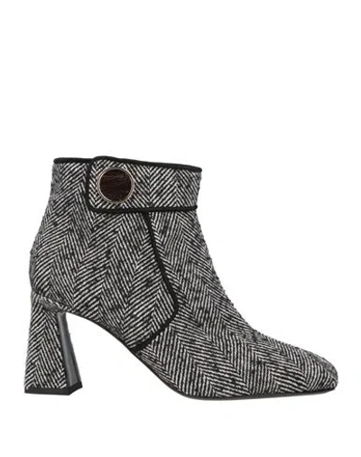 Pollini Woman Ankle Boots Black Size 5 Textile Fibers In Gray