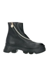 Pollini Woman Ankle Boots Black Size 7 Leather, Elastic Fibres In Black