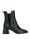 Pollini Woman Ankle Boots Black Size 8 Leather, Elastic Fibres In Black