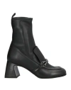 Pollini Woman Ankle Boots Black Size 8 Leather, Textile Fibers In Black