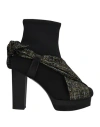Pollini Woman Ankle Boots Black Size 8 Soft Leather, Textile Fibers In Black