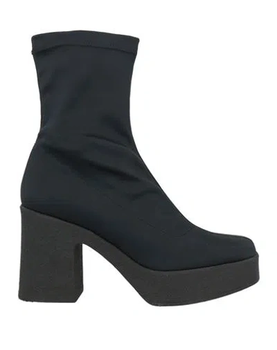 Pollini Woman Ankle Boots Black Size 8 Textile Fibers