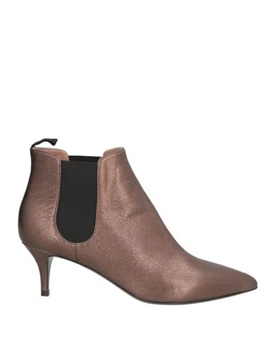Pollini Woman Ankle Boots Bronze Size 6 Leather In Brown