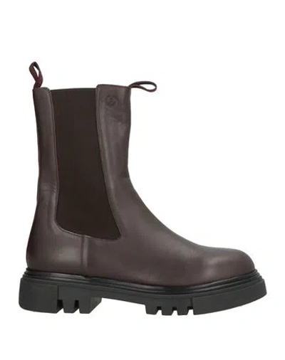 Pollini Woman Ankle Boots Brown Size 5 Calfskin