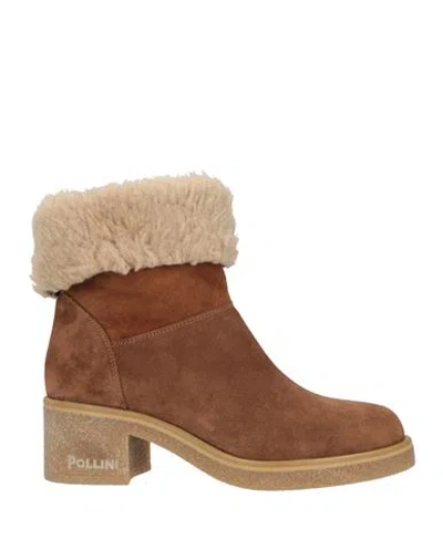 Pollini Woman Ankle Boots Brown Size 10 Soft Leather