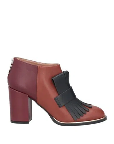 Pollini Woman Ankle Boots Brown Size 10 Soft Leather