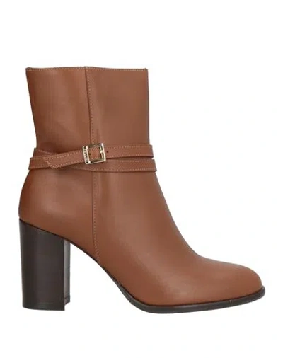 Pollini Woman Ankle Boots Brown Size 8 Calfskin