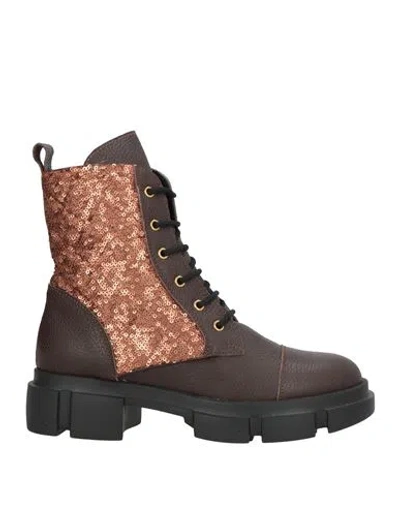 Pollini Woman Ankle Boots Brown Size 8 Leather