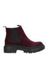 Pollini Woman Ankle Boots Burgundy Size 10 Leather In Red
