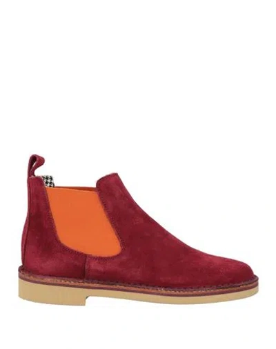 Pollini Woman Ankle Boots Burgundy Size 6 Leather In Red