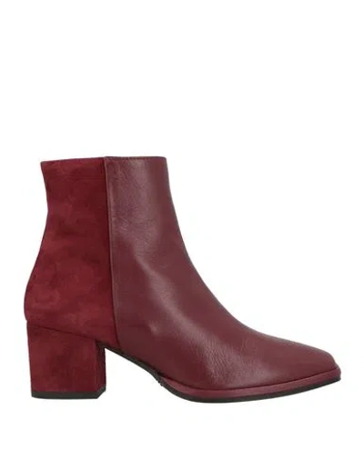 Pollini Woman Ankle Boots Burgundy Size 6.5 Leather