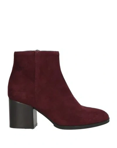 Pollini Woman Ankle Boots Burgundy Size 7 Leather