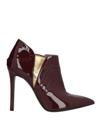 Pollini Woman Ankle Boots Burgundy Size 7 Leather