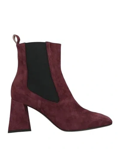 Pollini Woman Ankle Boots Burgundy Size 7 Leather