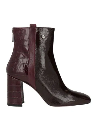 Pollini Woman Ankle Boots Burgundy Size 8 Leather