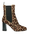 Pollini Woman Ankle Boots Camel Size 8 Leather, Textile Fibers In Beige