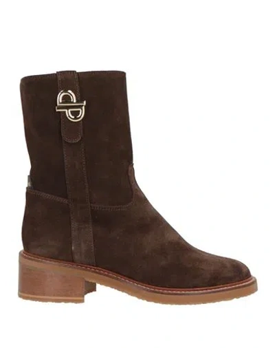 Pollini Woman Ankle Boots Chocolate Brown Size 7 Leather