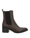 Pollini Woman Ankle Boots Chocolate Brown Size 8 Calfskin In Brown