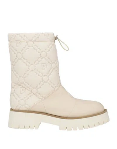 Pollini Woman Ankle Boots Cream Size 8 Textile Fibers In Multi