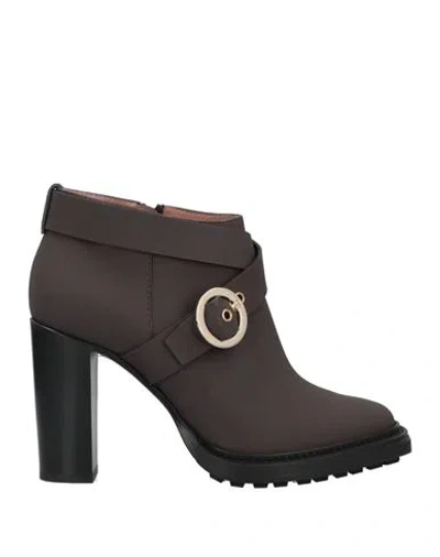 Pollini Woman Ankle Boots Dark Brown Size 6 Soft Leather