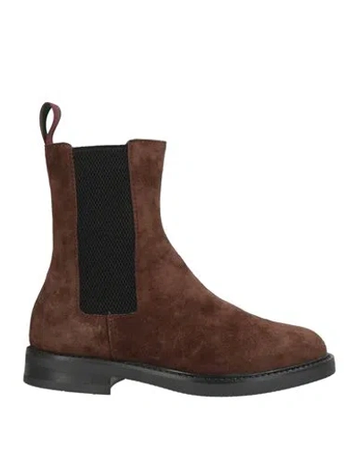 Pollini Woman Ankle Boots Dark Brown Size 8 Leather
