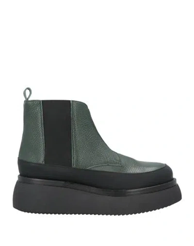 Pollini Woman Ankle Boots Dark Green Size 10 Leather