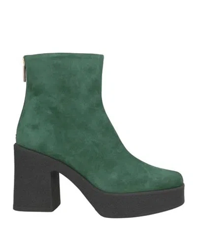 Pollini Woman Ankle Boots Dark Green Size 8 Leather