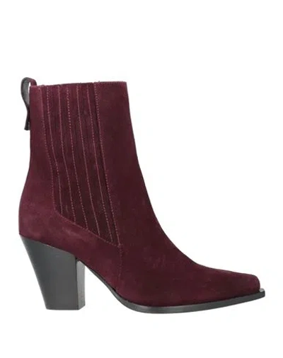 Pollini Woman Ankle Boots Deep Purple Size 8 Leather