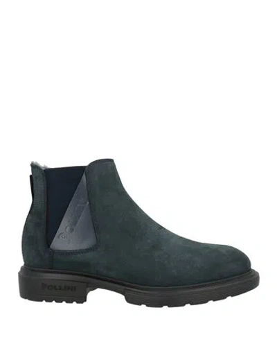 Pollini Woman Ankle Boots Deep Teal Size 11 Leather In Green
