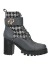 Pollini Woman Ankle Boots Grey Size 10 Leather, Textile Fibers In Gray