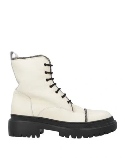 Pollini Woman Ankle Boots Ivory Size 7 Calfskin In White