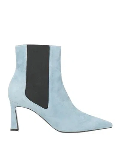 Pollini Woman Ankle Boots Light Blue Size 10 Leather